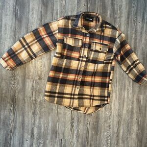 Fashion Nova Brown Plaid Shirt